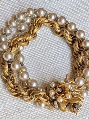 Vintage Miriam Haskell  Pearl Multi-Strand Bracelet